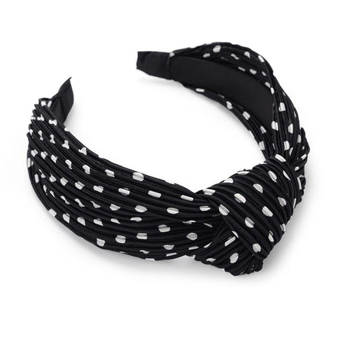 Serre-tête en satin plissé à pois Ada